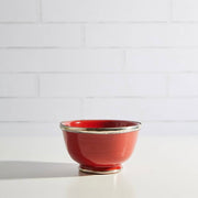 Moroccan Glazed Bowl with Berber Silver Trim | Red or White